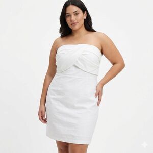 Ashley Stewart Dress Womens 22 White Strapless Zip Up Stretch Party Date Night